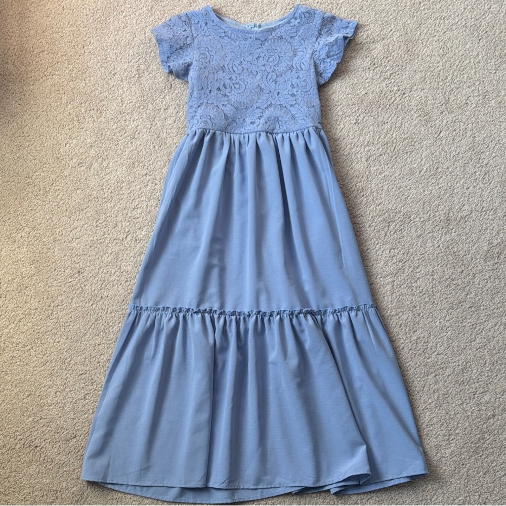 Girls Blue Lace Dress